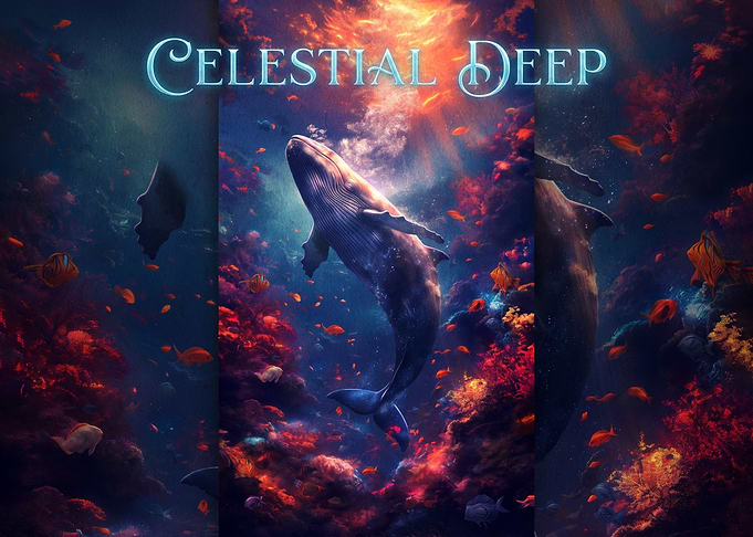 Celestial Deep Whale Underwater Scene
