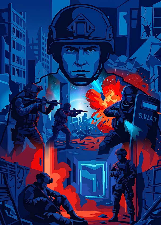 Tactical SWAT Team Combat Illustration