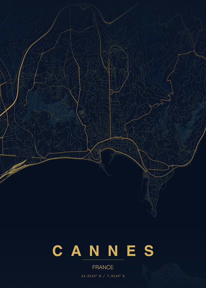 Minimalist Map of Cannes France