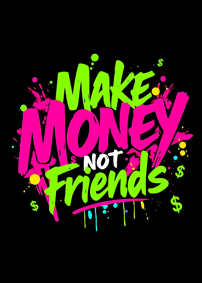Make Money Not Friends Neon Typography