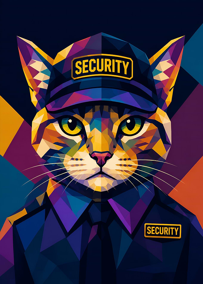 Security Cat - Colorful WPAP Cat Portrait