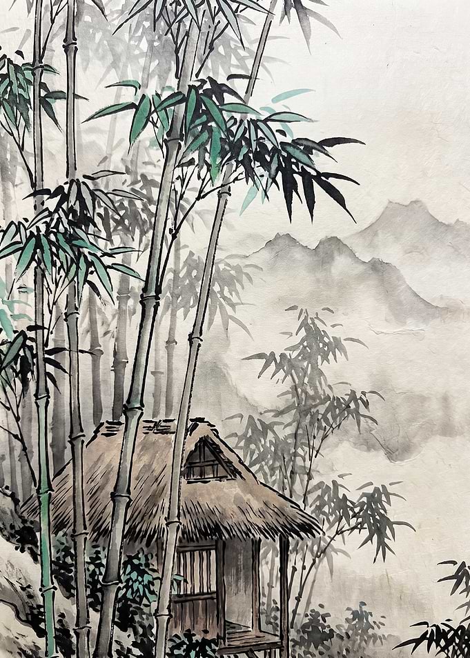 Traditional Ink Wash Bamboo Forest Painting