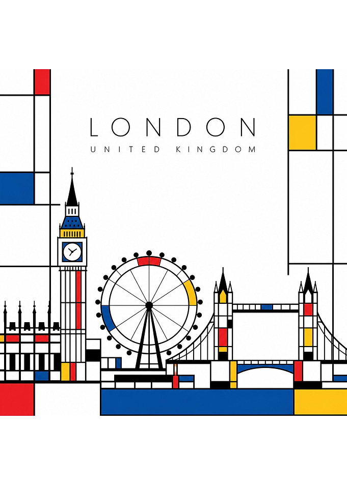 Mondrian Style London Skyline Poster