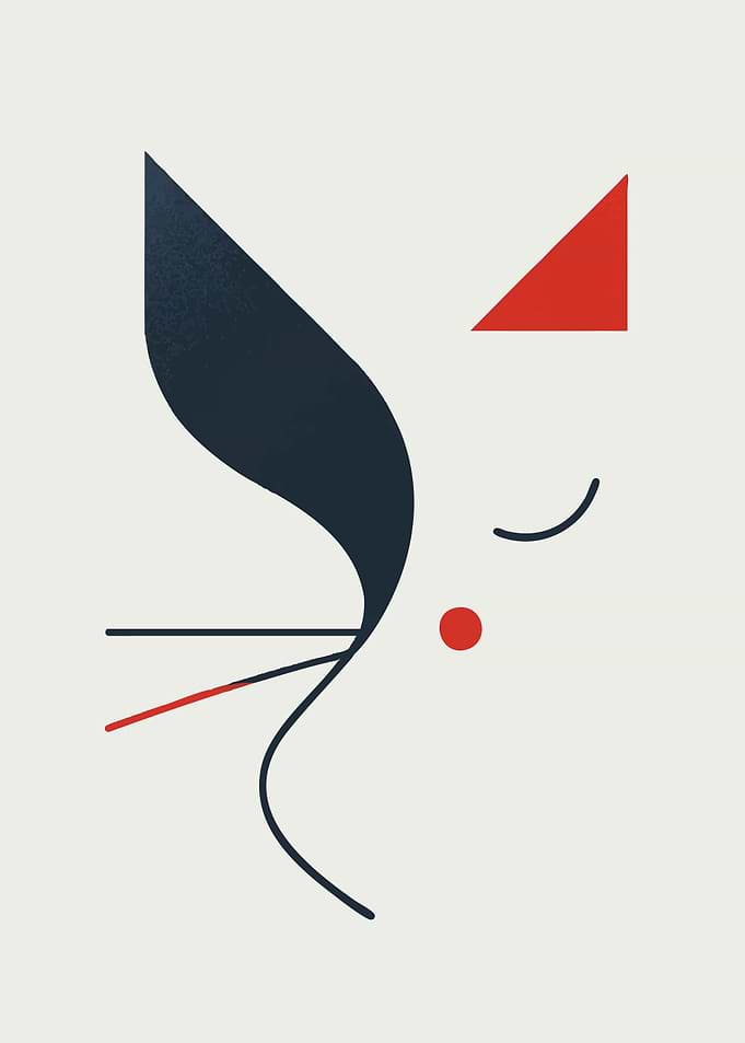 Minimalist Abstract Cat Face Illustration