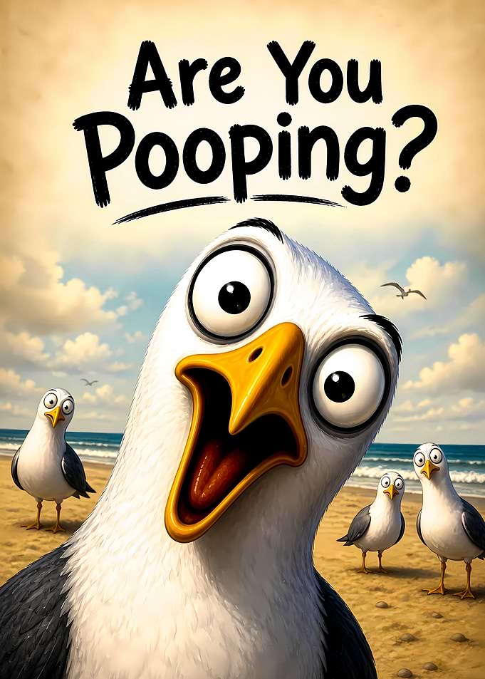 Funny Seagull Are You Pooping Poster
