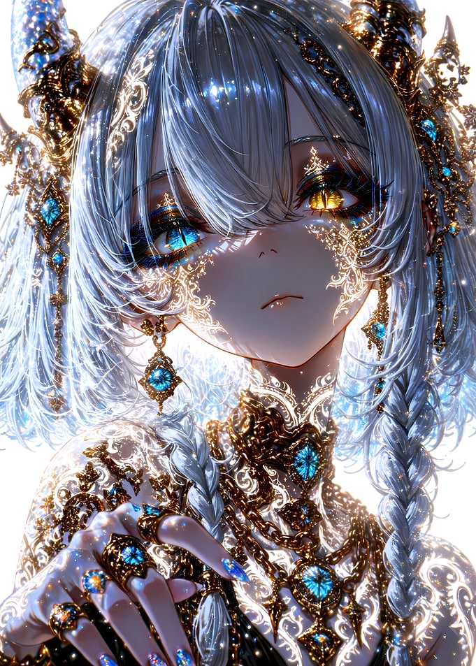 Ethereal Anime Girl with Golden Ornaments
