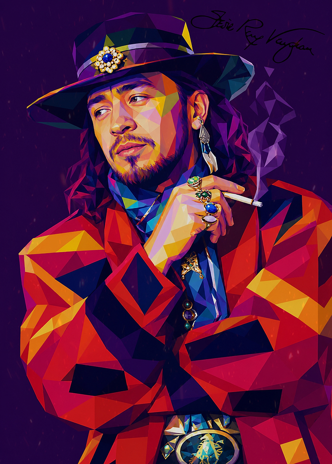 Stevie Ray Vaughan Low Poly Portrait