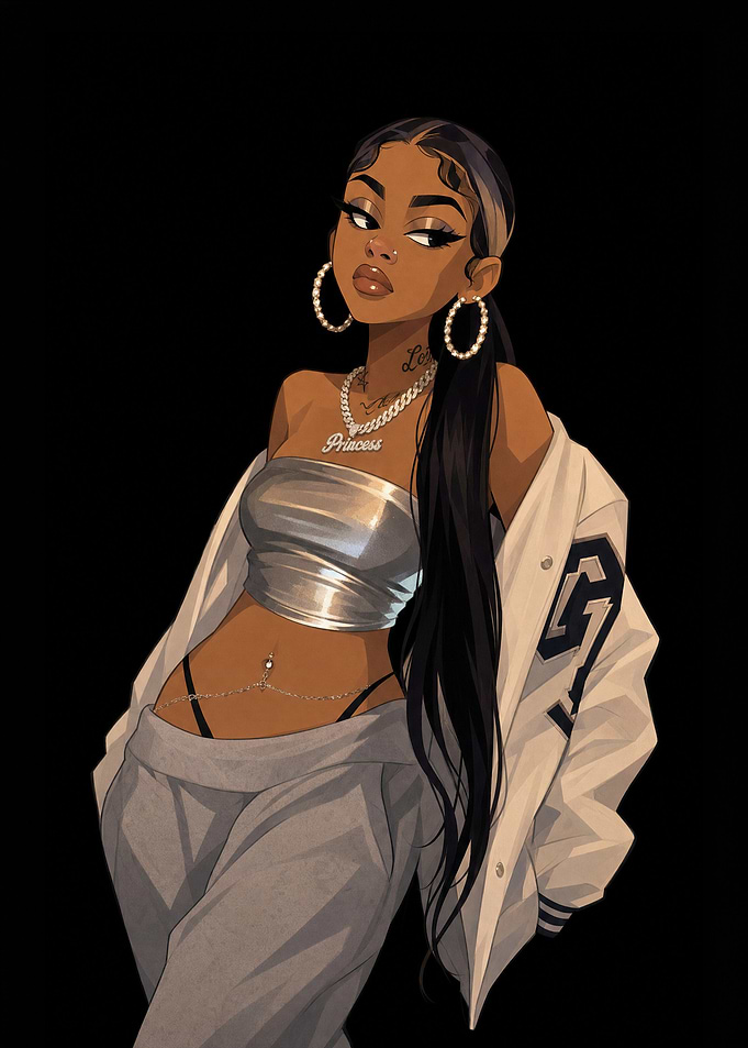 Stylish Young Woman in Streetwear