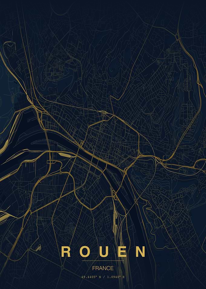 Rouen France Minimalist Map Poster