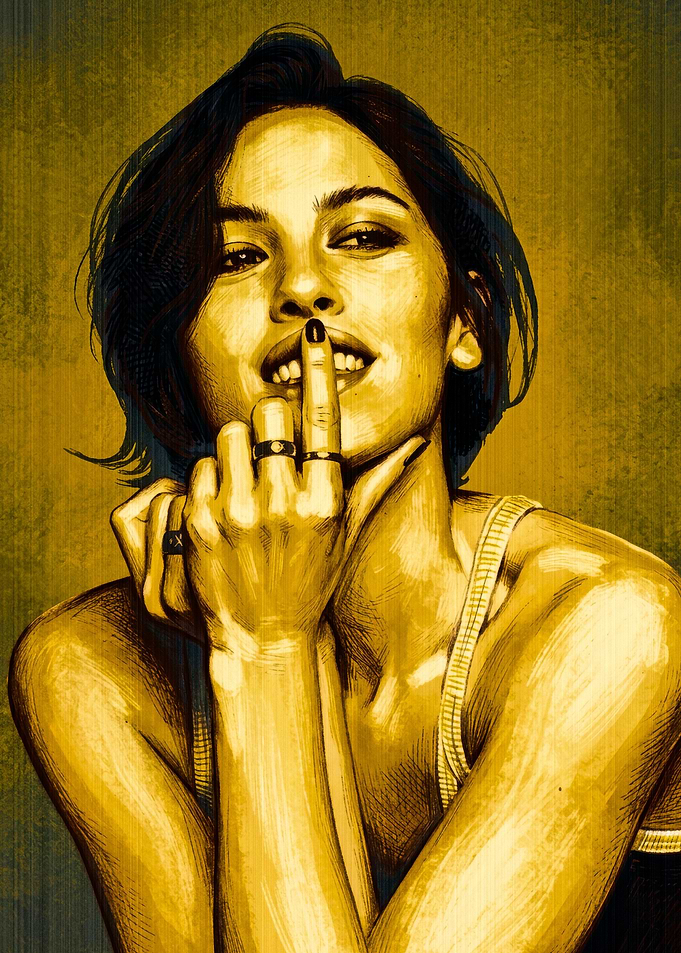 Edgy Woman Portrait in Gold