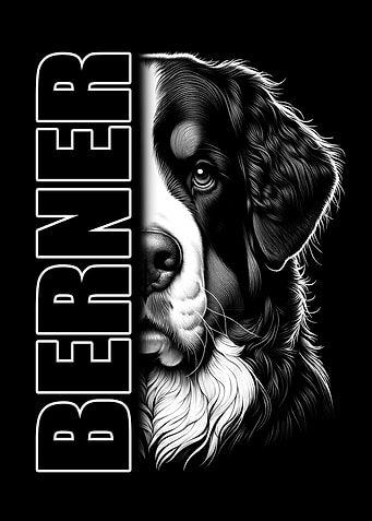 Bernese Mountain Dog Berner Typography Art