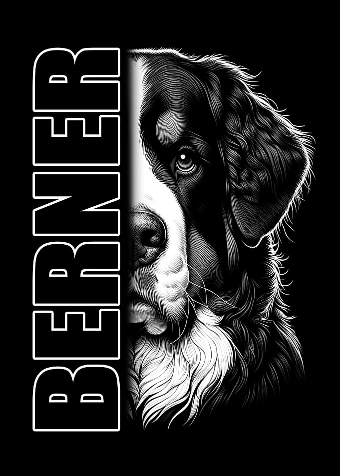 Bernese Mountain Dog Berner Typography Art