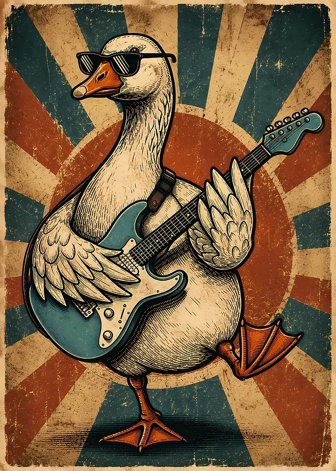 Cool Goose Playing Electric Guitar