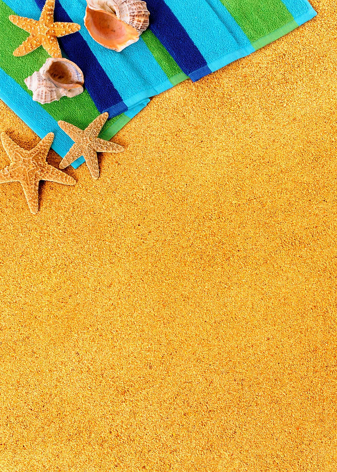 Beach Towel with Seashells and Starfish