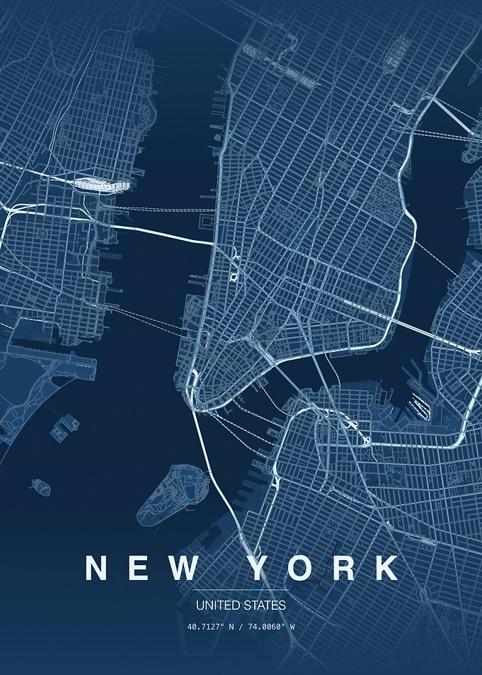New York City Blueprint Map Poster