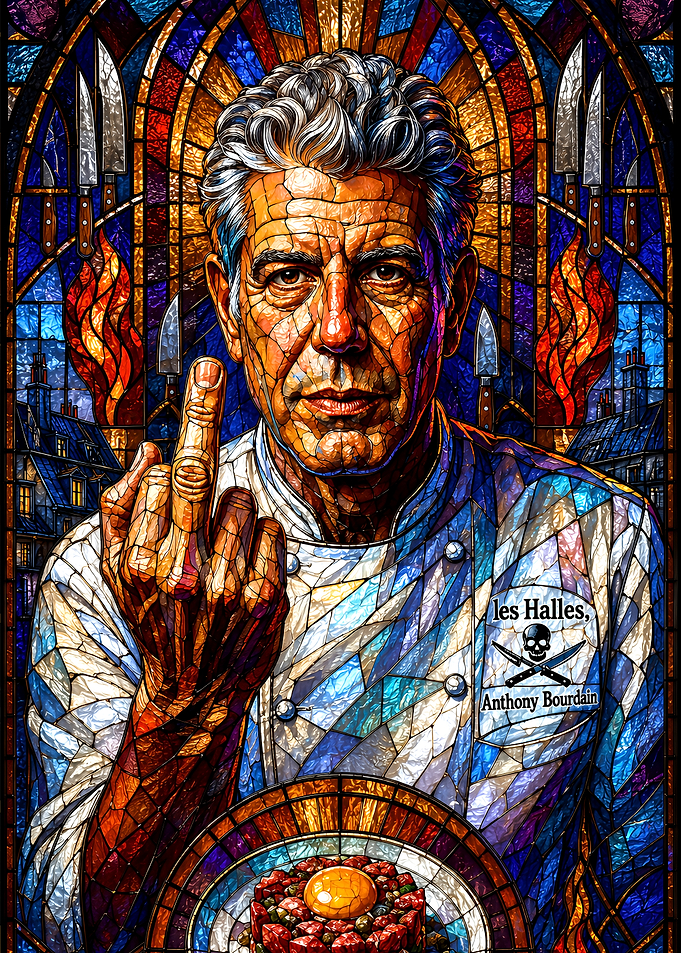 Anthony Bourdain Stained Glass Portrait