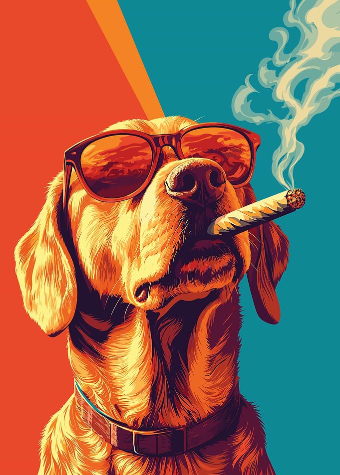 Cool Dog Smoking Cigar Pop Art
