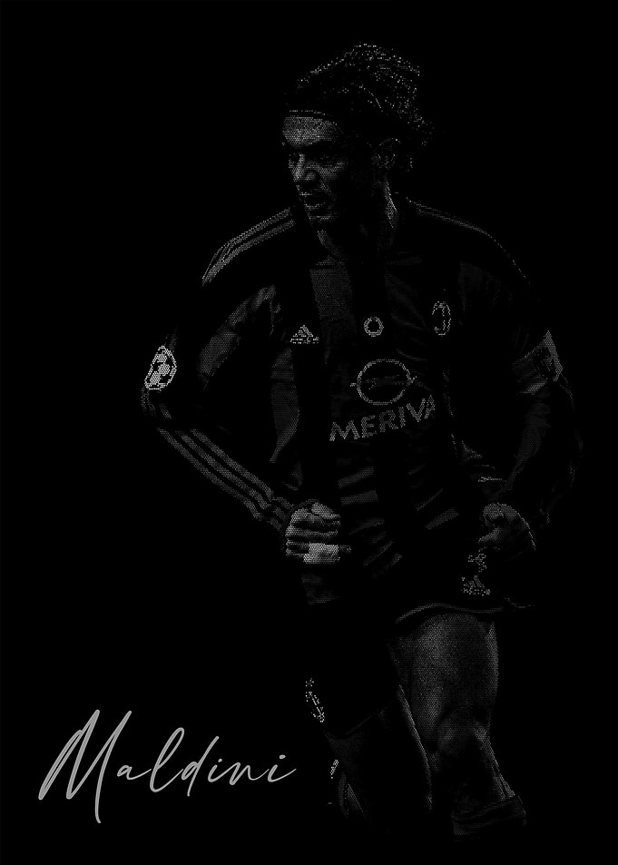 Paolo Maldini AC Milan Noir Portrait