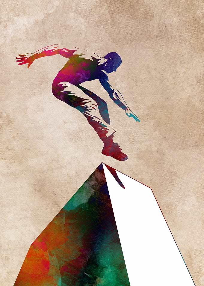 Parkour Athlete Watercolor Silhouette Art