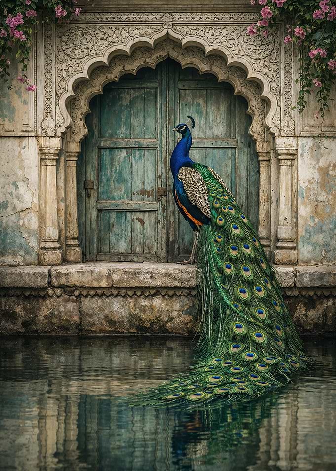 Vintage Peacock Indian Palace Royal Poster