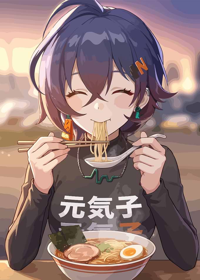 Belle Zenless Zone Zero Enjoying Ramen Bowl