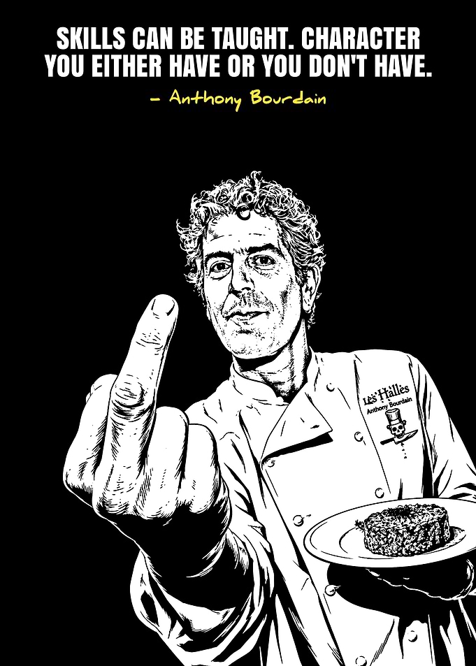 Anthony Bourdain Character Quote Poster