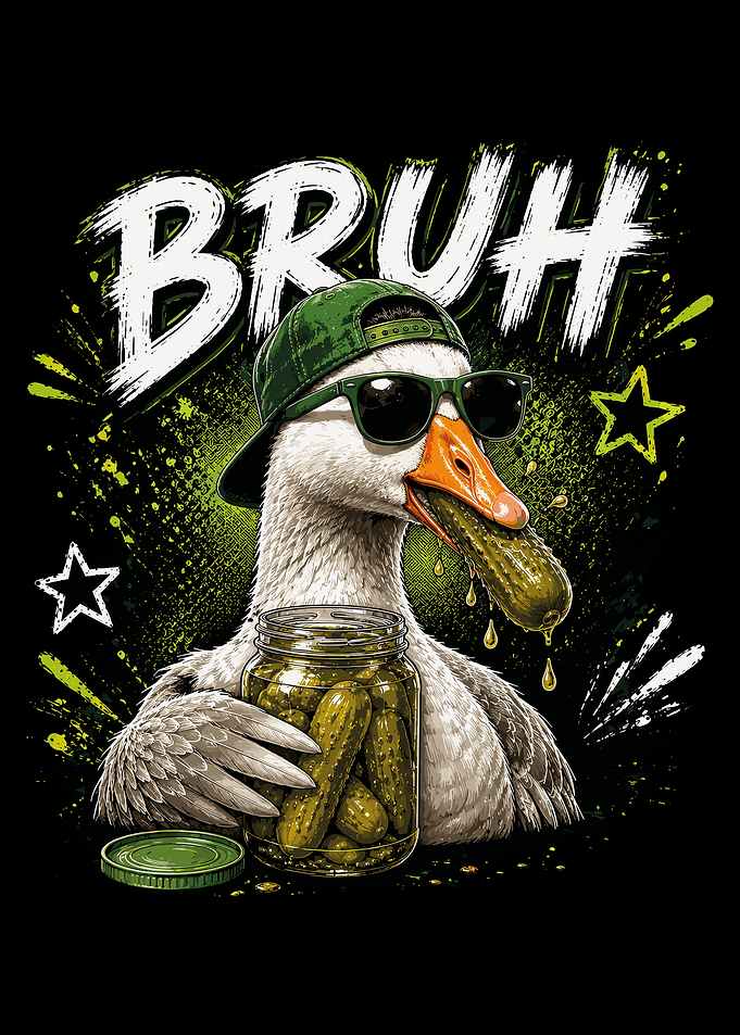 Cool Duck Eating Pickles Graphic