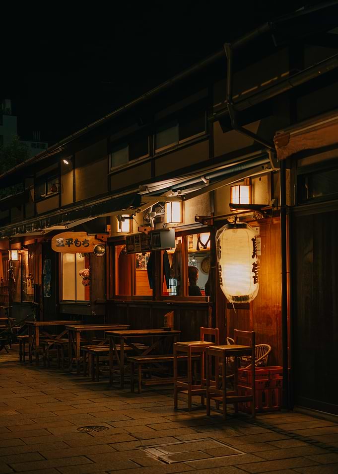 Traditional Japanese Izakaya at Night