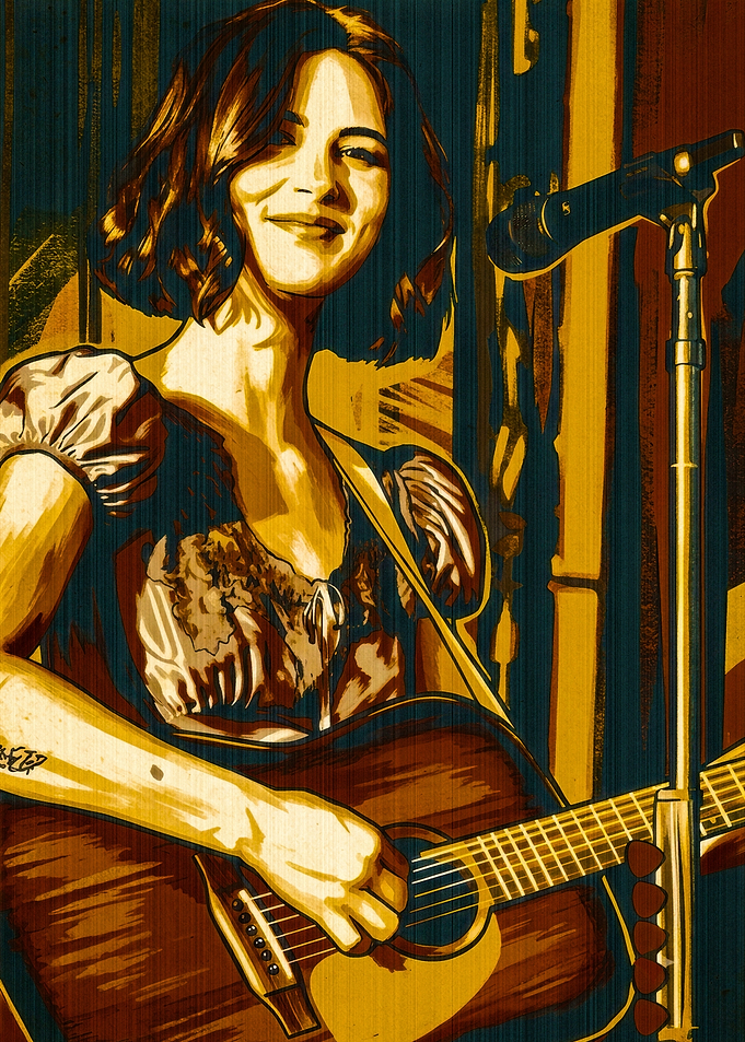Woman Playing Acoustic Guitar Illustration