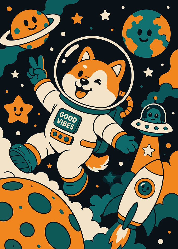 Cute Shiba Inu Astronaut in Space