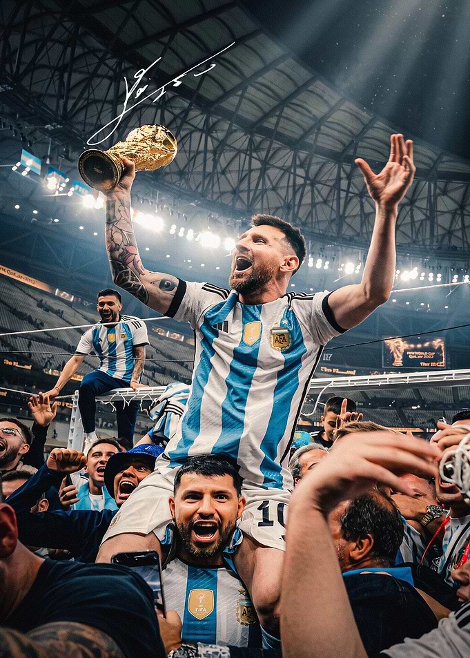 Lionel Messi Celebrating World Cup Victory