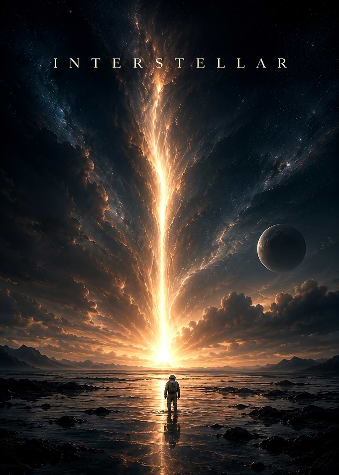 Interstellar Movie Poster Astronaut Landscape
