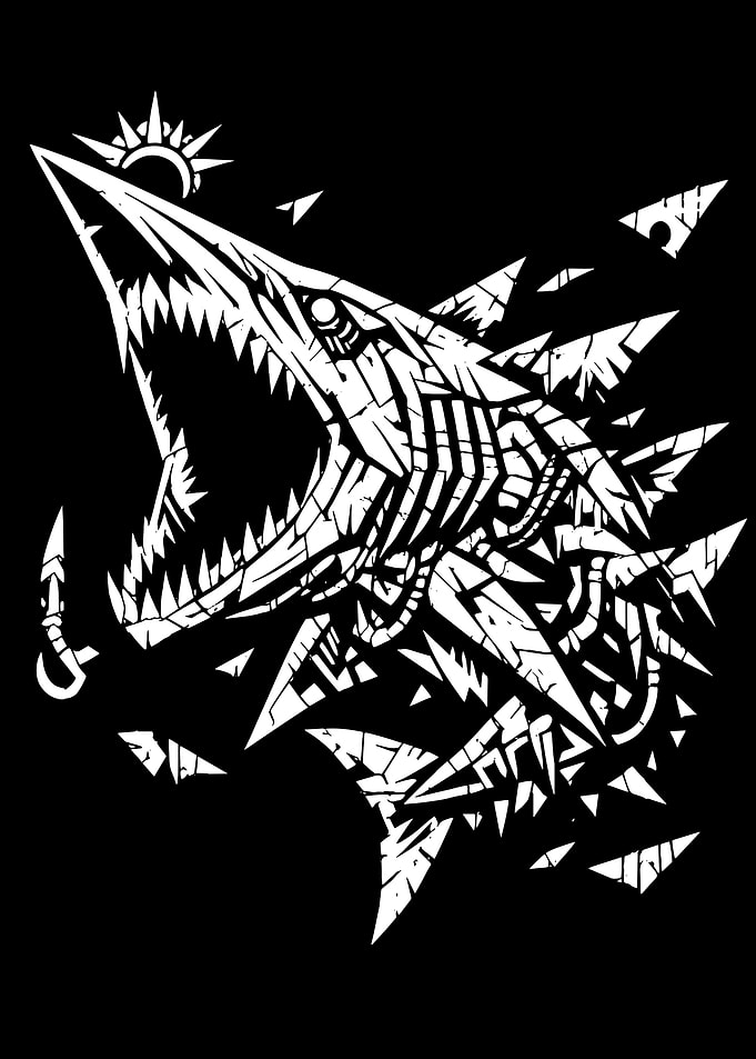 Mechanical Shark Geometric Art