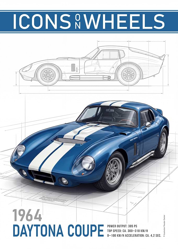 1964 Daytona Coupe Blueprint Poster