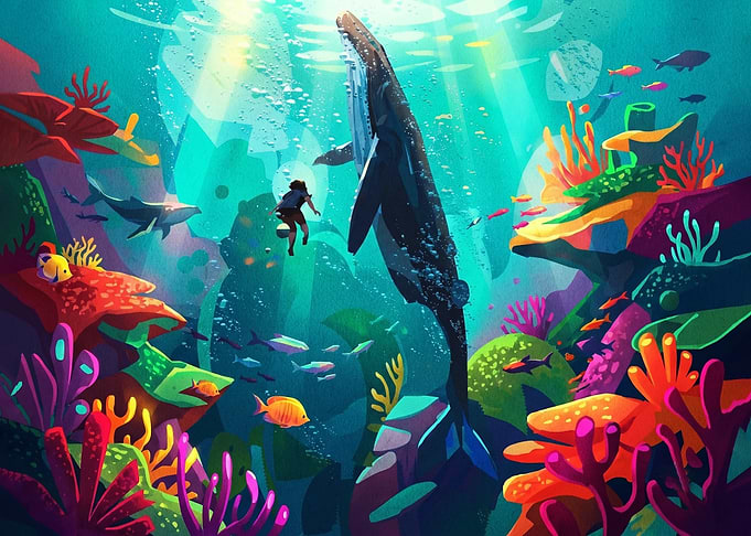 Vibrant Underwater Whale Encounter