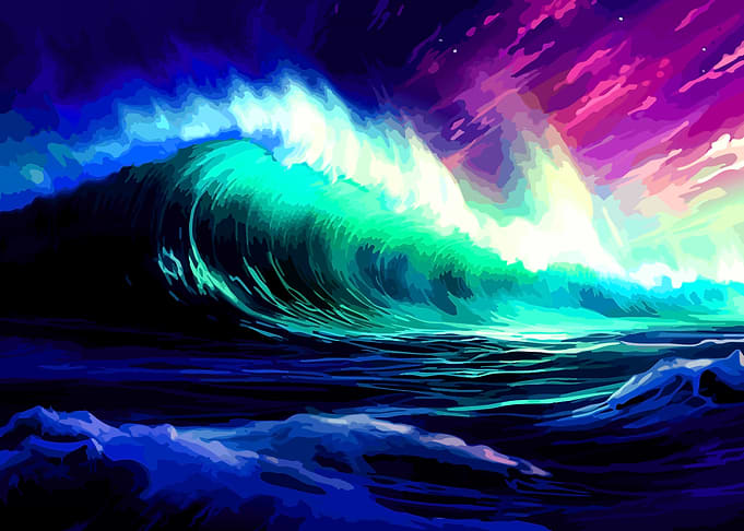 Neon Wave Under Cosmic Sky