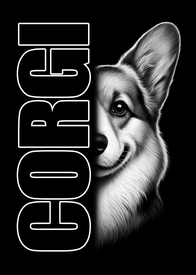 Corgi Portrait Typography Design