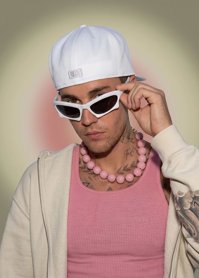 Justin Bieber Portrait with Pink Necklace