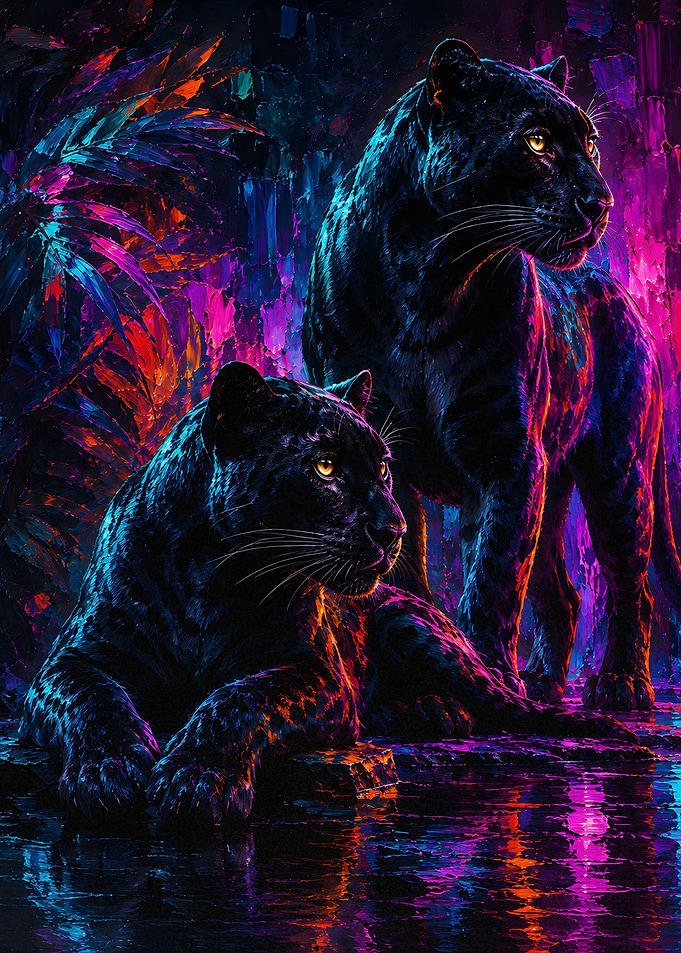 Neon Jungle Black Panthers