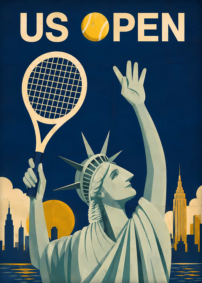 US Open Tennis Statue of Liberty Poster
