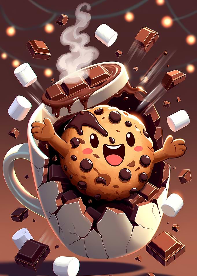 Happy Cookie in Hot Chocolate Mug