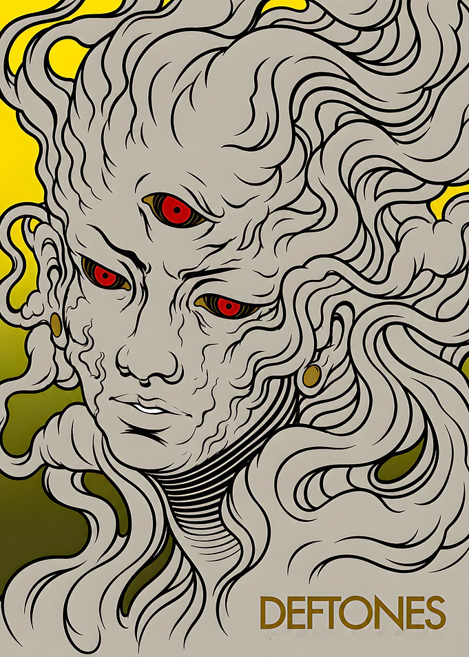 Deftones Three-Eyed Surreal Portrait Poster