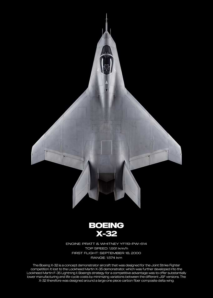Boeing X-32 Fighter Jet Technical Poster