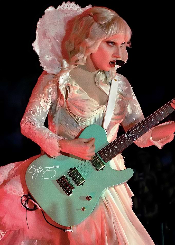 Lady Gaga Performing with Electric Guitar