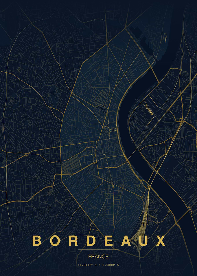 Bordeaux France Minimalist City Map
