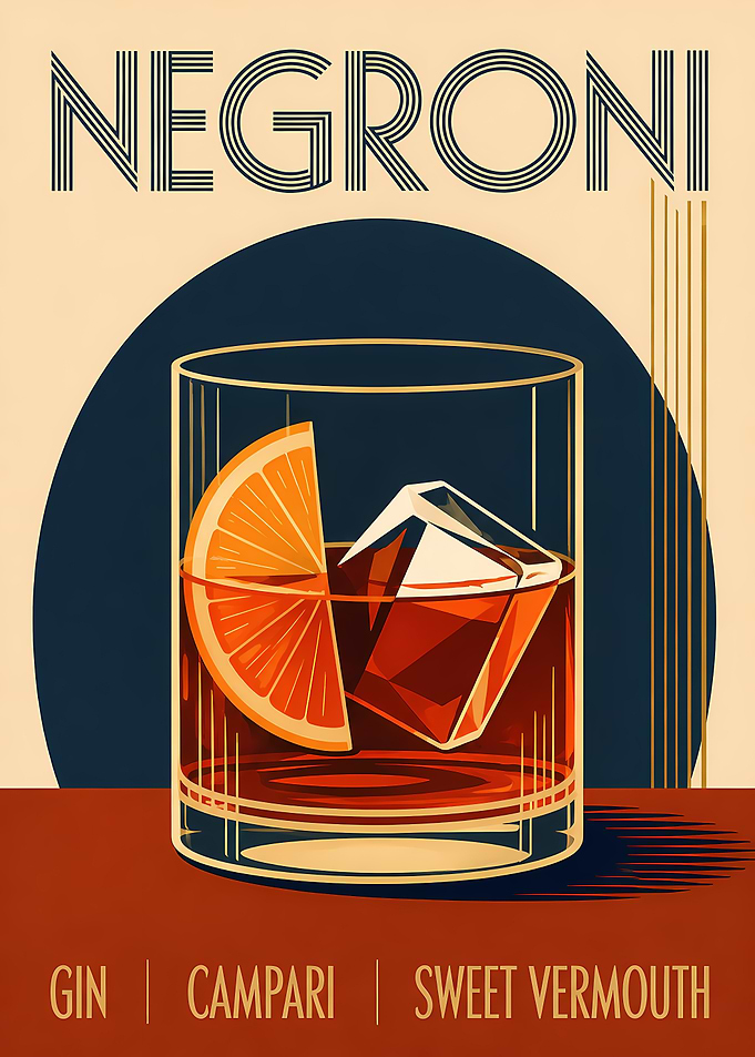 Vintage Negroni Cocktail Poster