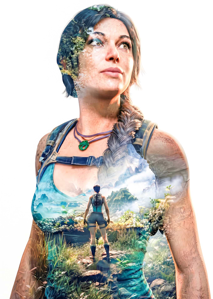 Lara Croft Double Exposure Portrait