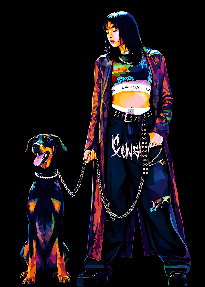 Lisa Blackpink with Doberman Pop Art