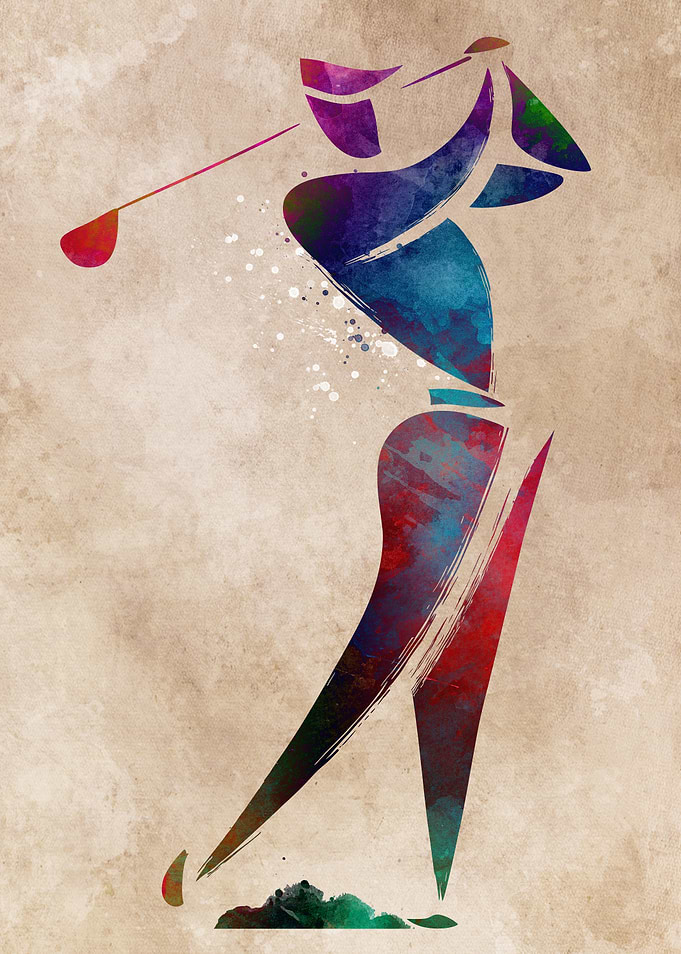 Abstract Watercolor Golf Swing Art