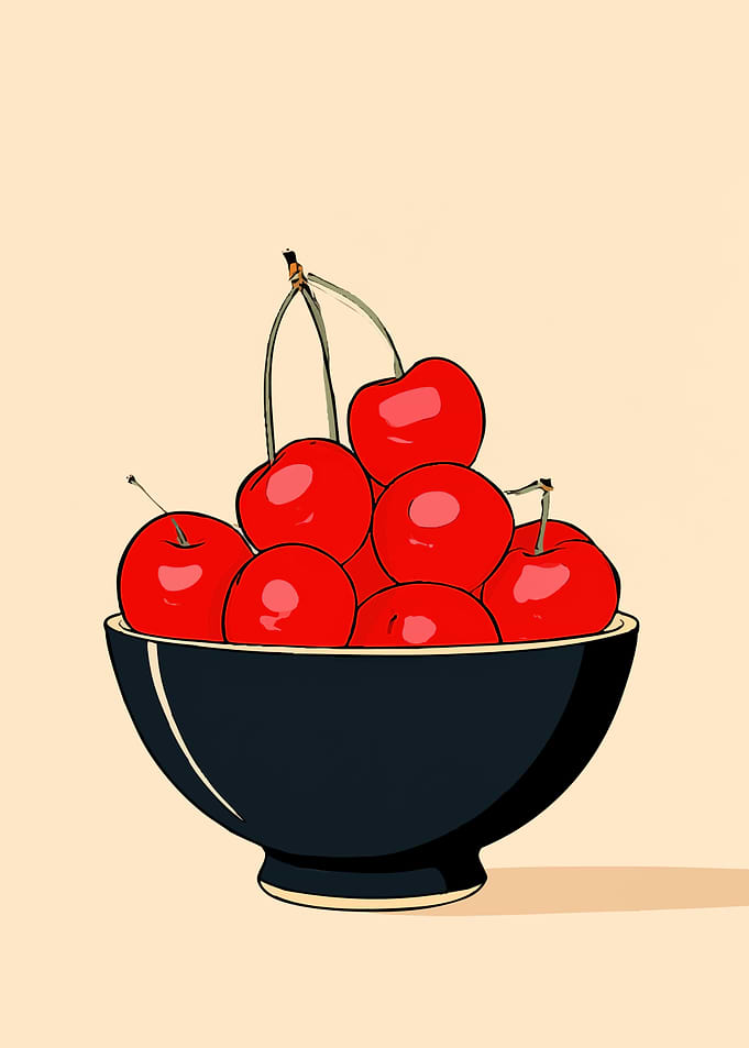 Bowl of Fresh Red Cherries